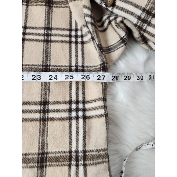 Saints & Hearts Womens Blouse Beige Black Plaid Button Long Sleeve Boyfriend M‎ - Picture 3 of 6